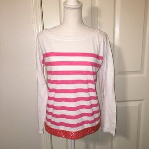 LOFT Striped Sequined Top